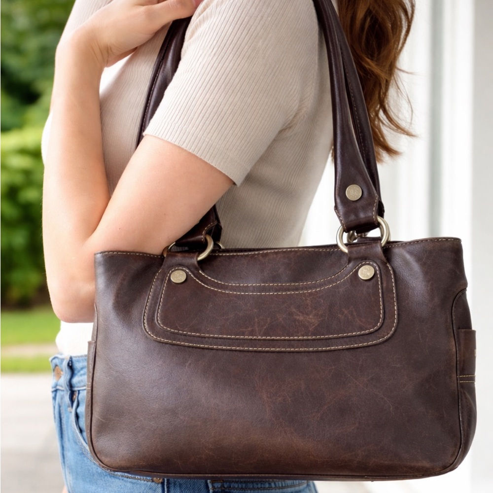 Celine Chocolate Brown Leather Shoulder Bag